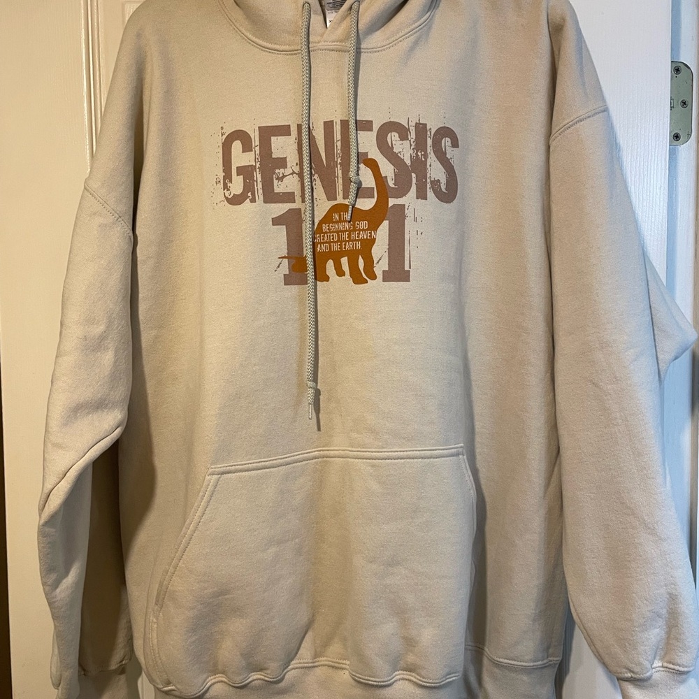 Genesis 1:1 Beige Pullover Hoodie